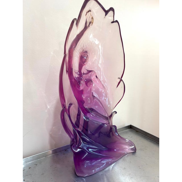 J. Boiros Postmodern 1993 Monumental Purple Lucite Woman Sculpture For Sale - Image 4 of 6