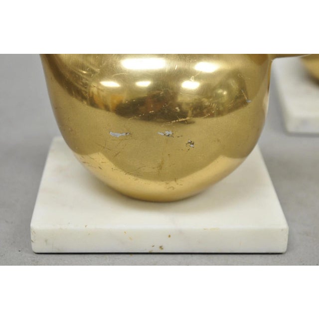 Gold Late 20th Century Modern Gold Marble Pheasant Quail Bird Dove Brass Modernist Sculpture - A Pair For Sale - Image 8 of 15