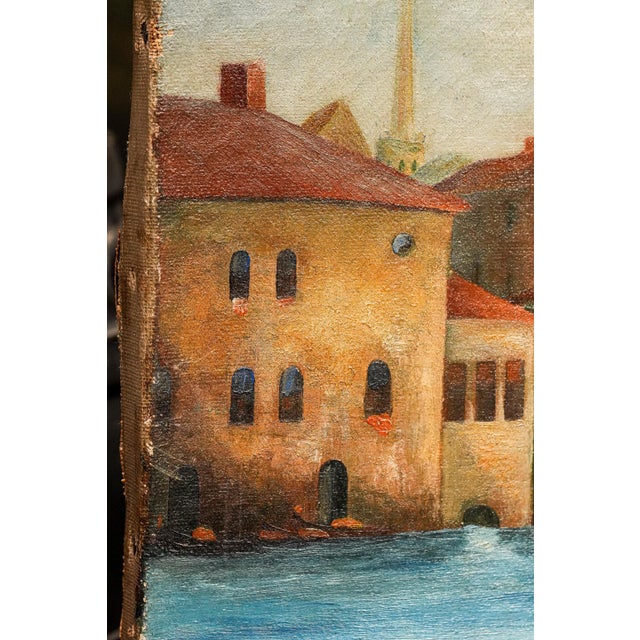 Colorful Mediterranean Coast Landscape Antique Oil Painting Home Wall Decor Grand Tour Travel For Sale In New York - Image 6 of 11