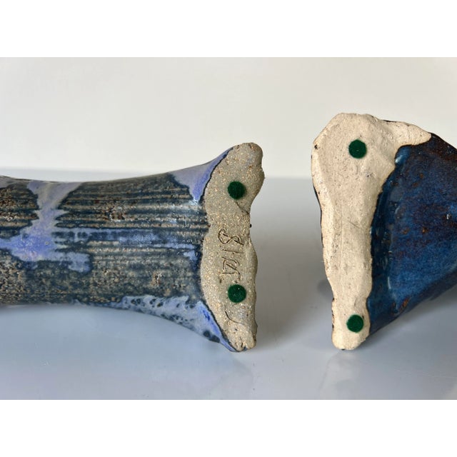 80's Vintage Sher Pitcher Shape Sculptural Pottery Vases - a Pair For Sale - Image 10 of 13