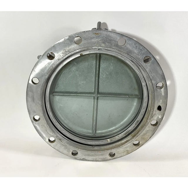 Silver Original Aluminum Ships Porthole with Solid Door For Sale - Image 8 of 9