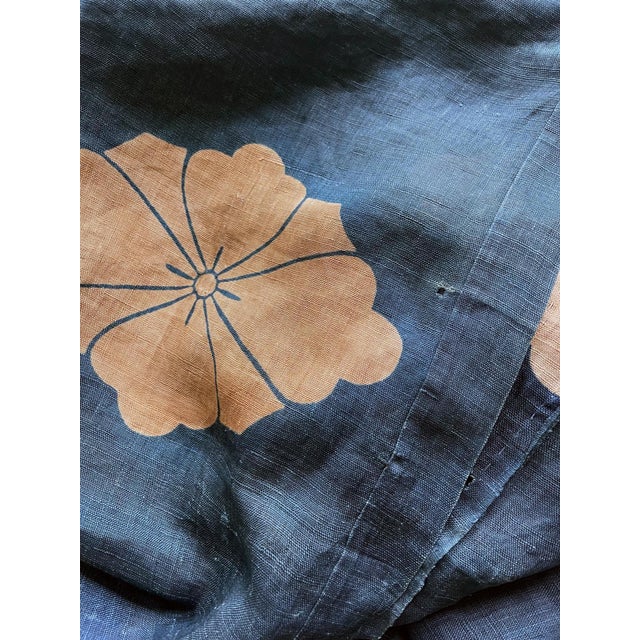 Early 20th Century Japanese Two-Piece Indigo Asa Kyogen Festival Costume Meiji Period For Sale - Image 5 of 14