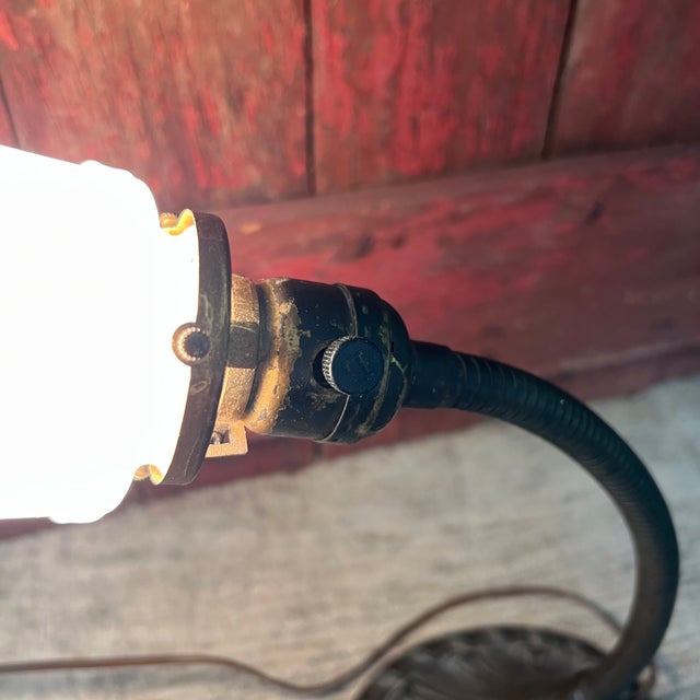 1930s Aladdin Gooseneck Desk Lamp With Embossed Milk Glass Shade For Sale - Image 9 of 17