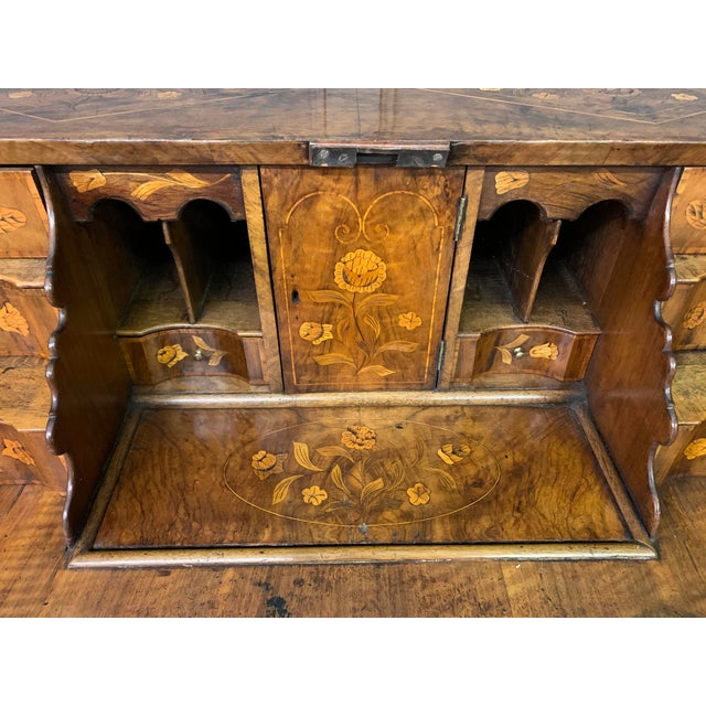 Antique Dutch Marquetry Walnut Bureau, 1760 For Sale - Image 9 of 14