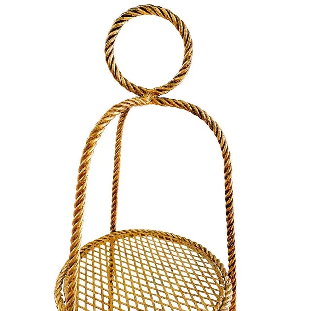 Mid-Century Italian Gold Tole Rope 3-Tier Conservatory Etagere For Sale - Image 4 of 6