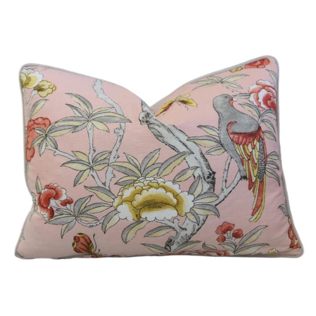 French Country Thibaut Floral/Birds Giselle Feather/Down Pillow For Sale - Image 3 of 6