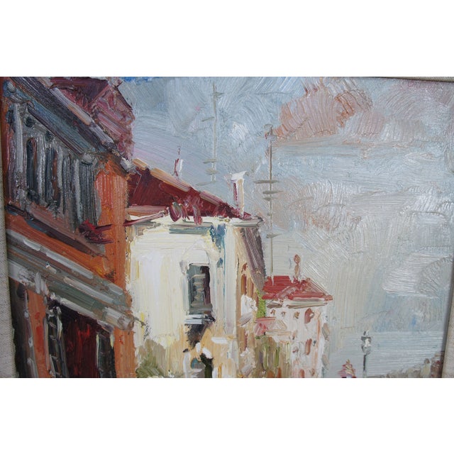 Vintage Impressionist Venice Italy Gondolas Canal Scene Oil Painting 26" For Sale - Image 12 of 12