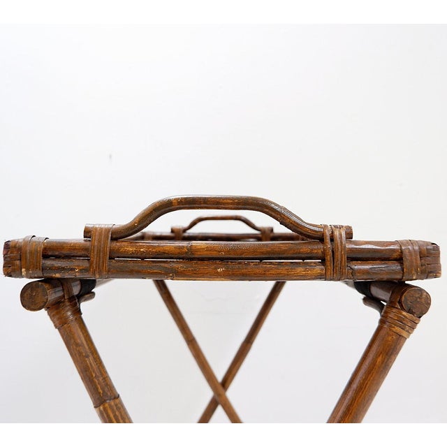 Mid-Century Colonial Style Bamboo Folding Tray Table, 1960s For Sale - Image 10 of 16