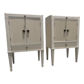 Eleish Van Breems Style Tall Wooden Swedish Nightstands - a Pair For Sale