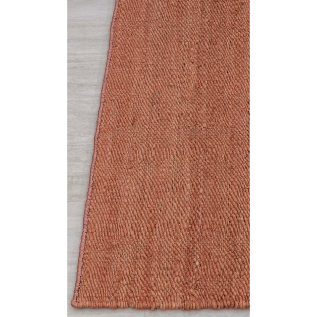 Rust Solid Handwoven Premium Natural Jute Yarn Flatweave Rug 5x8 Ft. For Sale - Image 6 of 12