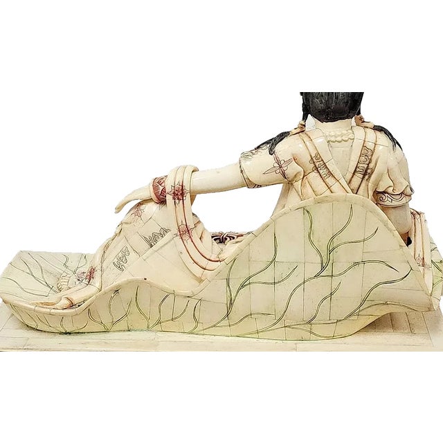 1920s Chinese Reclining Guanyan Made of Bone & Bone Tiles For Sale - Image 5 of 8