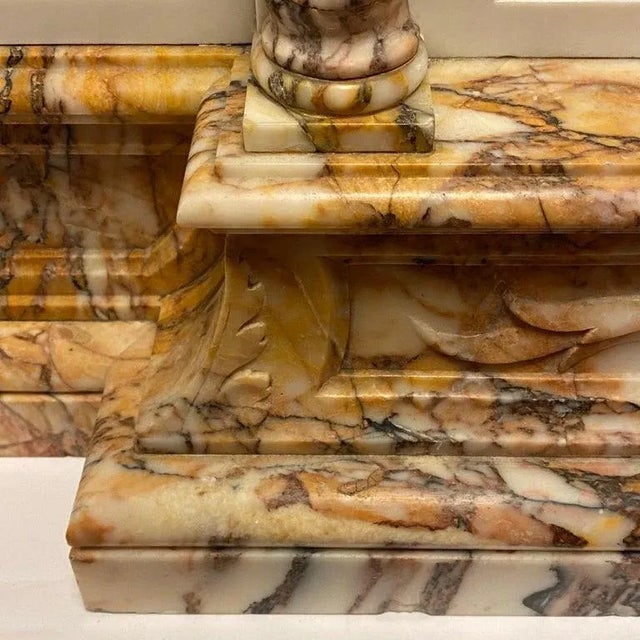 Large French 19 Century Carved Marble Mantel Clock For Sale - Image 10 of 13