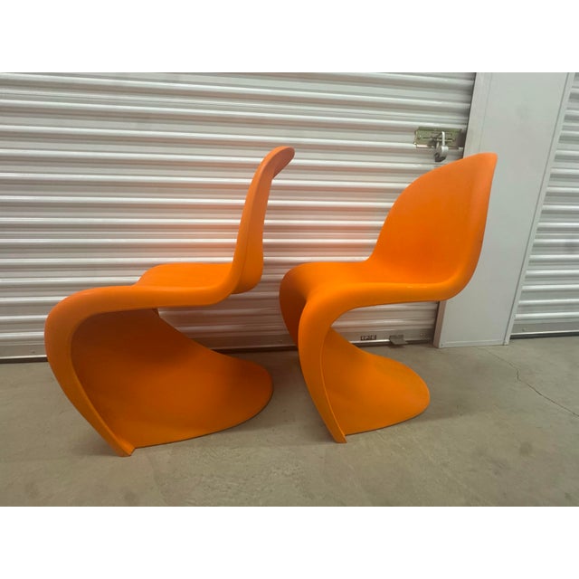Pumpkin Vintage Post Modern 1990s Pantonstolen (Vernor Panton) Chair Pair (2) For Sale - Image 8 of 12