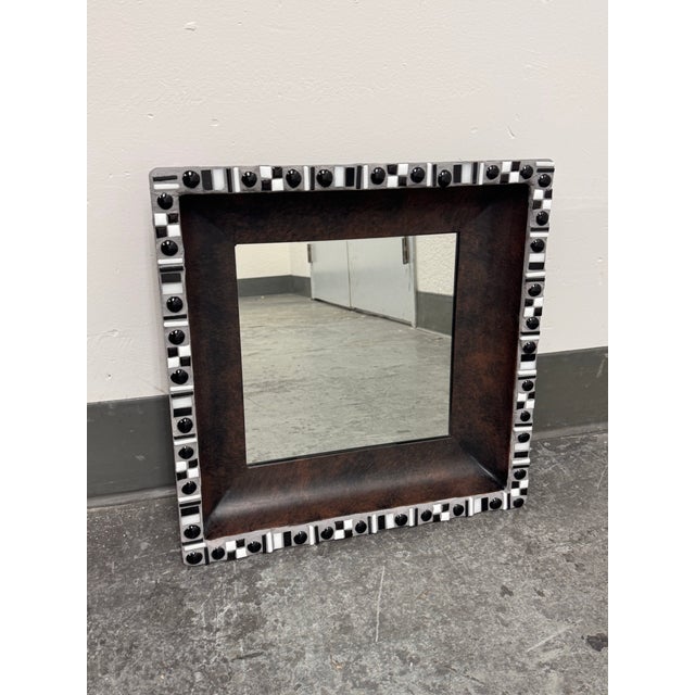 Arts & Crafts Mychelle Fitzgerald Black + White Mosaic Design Wall Mirror For Sale - Image 3 of 12
