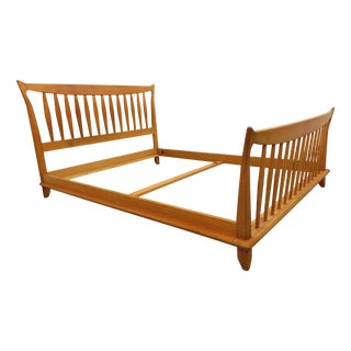 Vintage French Double Bed in Oak by Guillerme & Chambron, 1960s For Sale