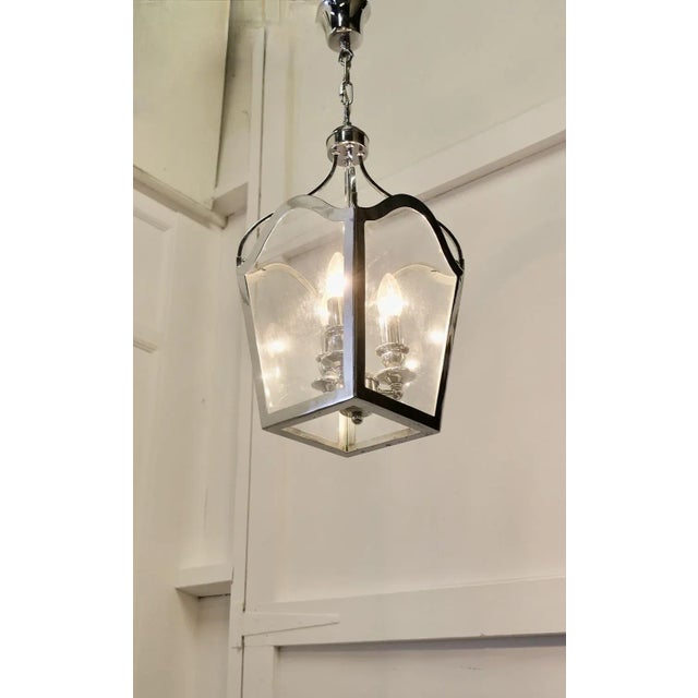 Large Art Deco Chrome and Glass Pendant, 1960s For Sale - Image 3 of 8