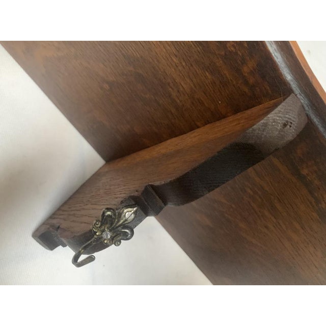 Oak Shelf with 2 Hangers, 1940s For Sale - Image 14 of 18