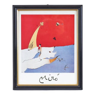 Joan Miró Poster Artwork in Frame, 1980s For Sale