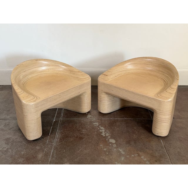 Beige Organic Mid Century Modern Style Stacked Plywood Lounge Chairs For Sale - Image 8 of 13