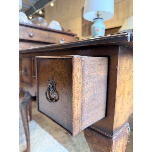 Wood Early 20th Century Queen Anne Burl Walnut Lowboy Side Table For Sale - Image 7 of 10