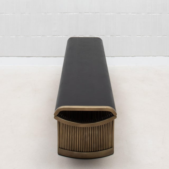2020s Bench in Black Oak With Bronze Patina Brass Legs by R&y Augousti For Sale - Image 5 of 9