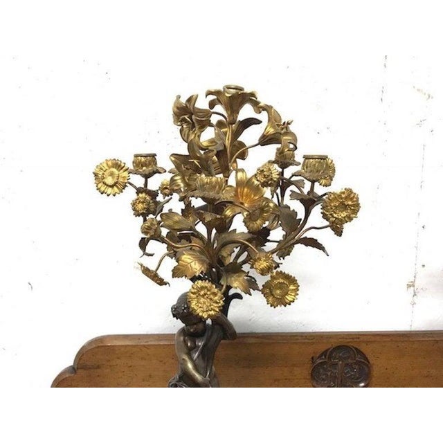 19th Century French Cast Bronze Putti Candelabras, Set of 2 For Sale - Image 6 of 9