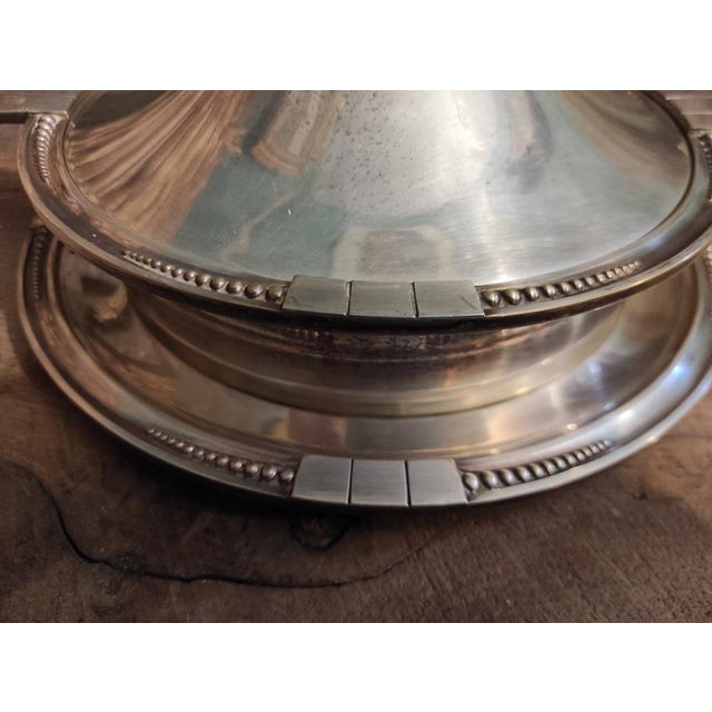 1920s Art Deco Silver-Plated Serving Dish with Lid For Sale - Image 5 of 11