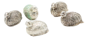 Miniature Silver Partridges, Set of 5