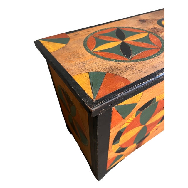 Painted chest from the Champorcher Valley – 19th century Made of fir wood, this extraordinary nineteenth-century chest...