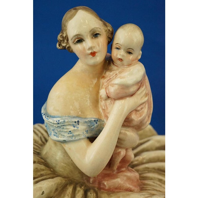 Large 20th Century Ceramic Sculpture of Lady with Child by Guido Cacciapuoti, Italy For Sale - Image 15 of 18