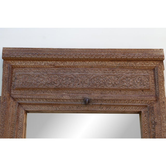 Ancient Heritage Portal Carved Doorway Mirror For Sale - Image 4 of 6