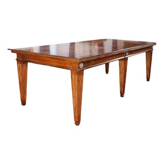 Large Neoclassical Extendable Walnut Table For Sale