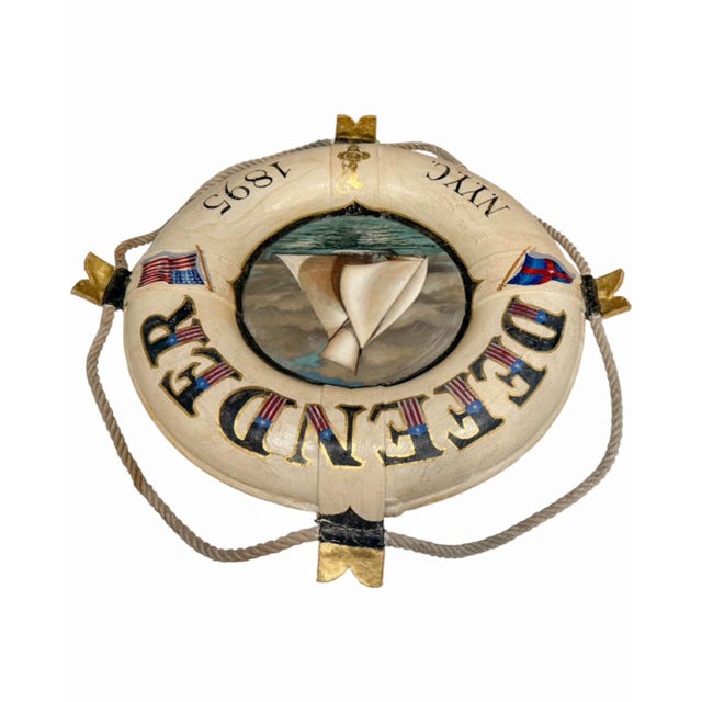Mid 20th Century New York Yacht Club America’s Cup Defender 1895 Nautical Life Preserver 24"d For Sale - Image 5 of 9