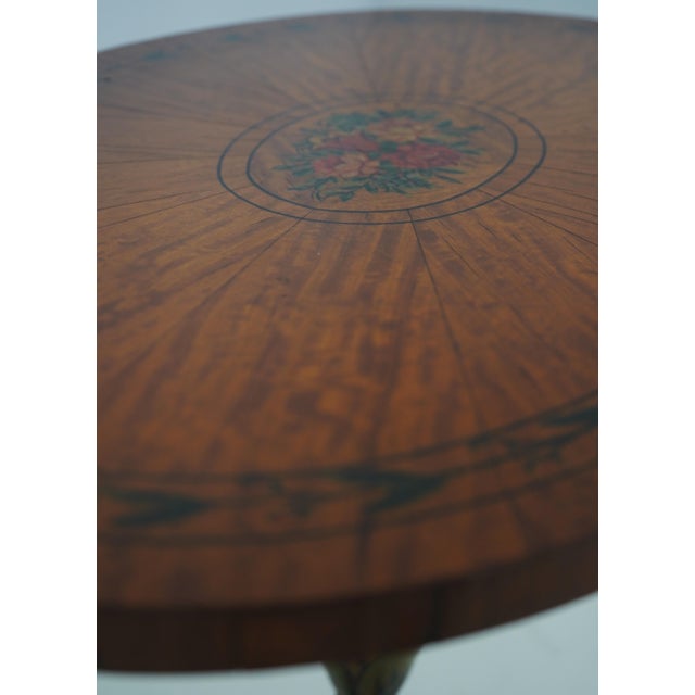 Pair of Vintage Adams Style Oval Inlaid Pedestal Tables For Sale - Image 11 of 13