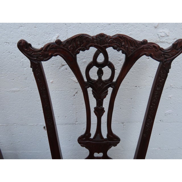 Chippendale Carved Ball and Claw Feet Dining Chairs Set of Two 6632 For Sale - Image 4 of 13