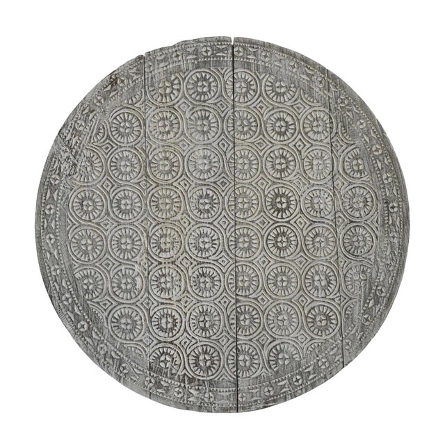 Vintage Round Toraja Tribal Carved Wood Wall Panel For Sale