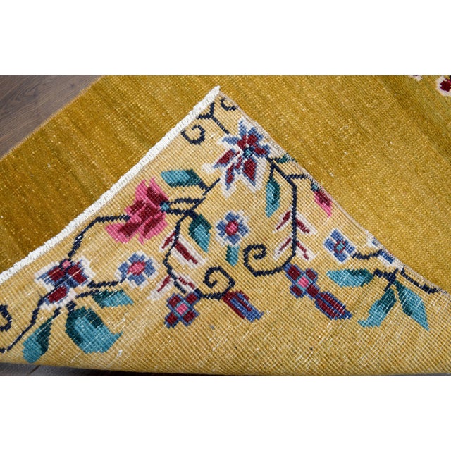 Textile 1970s Vintage Turkish Handmade Wool Cotton Yellow Runner Rug For Sale - Image 7 of 11