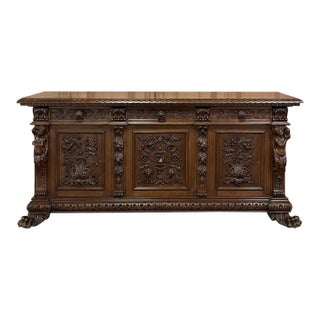 Antique Grand Italian Renaissance Walnut Buffet For Sale