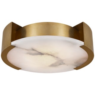 Kelly Wearstler for Visual Comfort Signature Melange Large Flush Mount in Antique-Burnished Brass with Alabaster For Sale