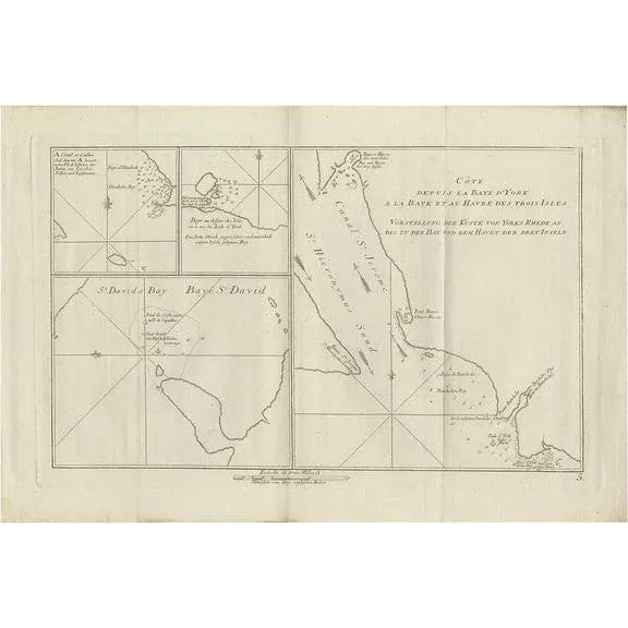 Antique Chart of Yorks Bay and Surroundings by Hawkesworth, 1774 For Sale - Image 6 of 6