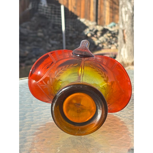 1930s Tiffin Amberina Etched Basket, 1894-1958 For Sale - Image 5 of 6