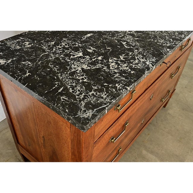 Brown French 19th Century Walnut and Marble Commode For Sale - Image 8 of 13
