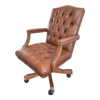 Leather Executive Desk Chair by Ethan Allen For Sale