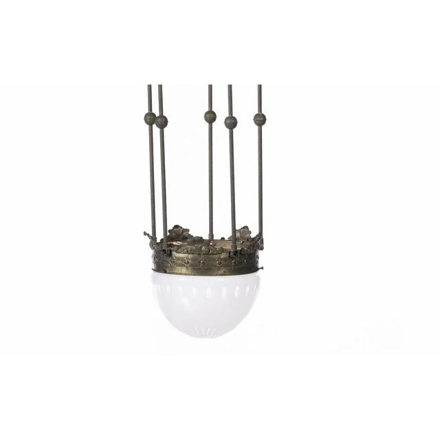 French Art Nouveau 6-Light Ceiling Lamp in Bronze, 19th Century For Sale - Image 3 of 6