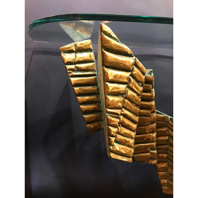 Brutalist Brass Coral Console Table and Mirror by Alain Chervet - 2 Pieces For Sale - Image 3 of 11