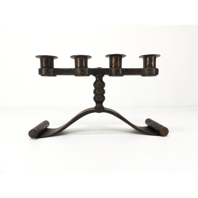 Four-Light Wrought Iron Candleholder by Charles Piguet, Switzerland, 1930 For Sale - Image 7 of 7