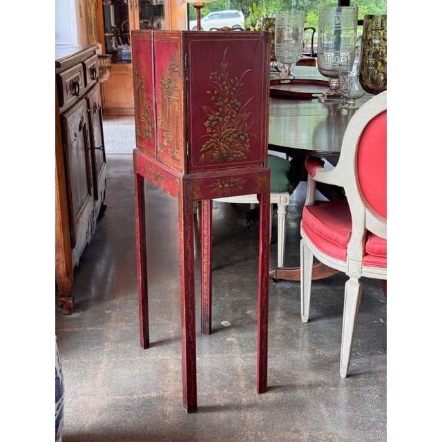 19th Century English Red Lacquered Chinoiserie Cabinet For Sale - Image 10 of 14