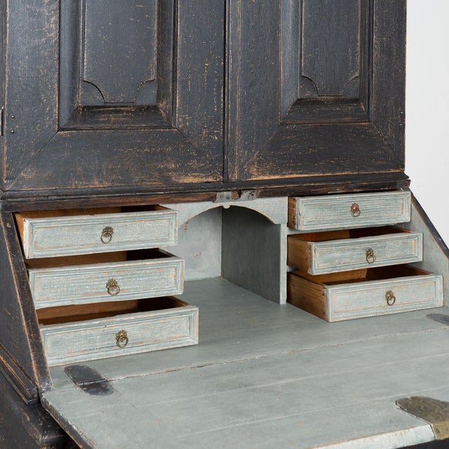 Wood Early 19th Century Danish Black Painted Secretary Bureau For Sale - Image 7 of 9