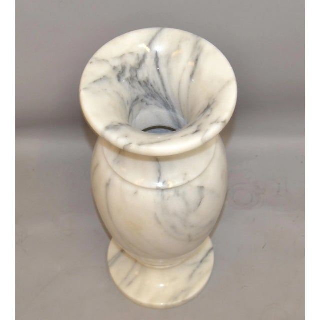 Art Deco Art Deco Style 20th Century Hand-Carved Carrara Marble Vase Urn Vessel Italy For Sale - Image 3 of 13