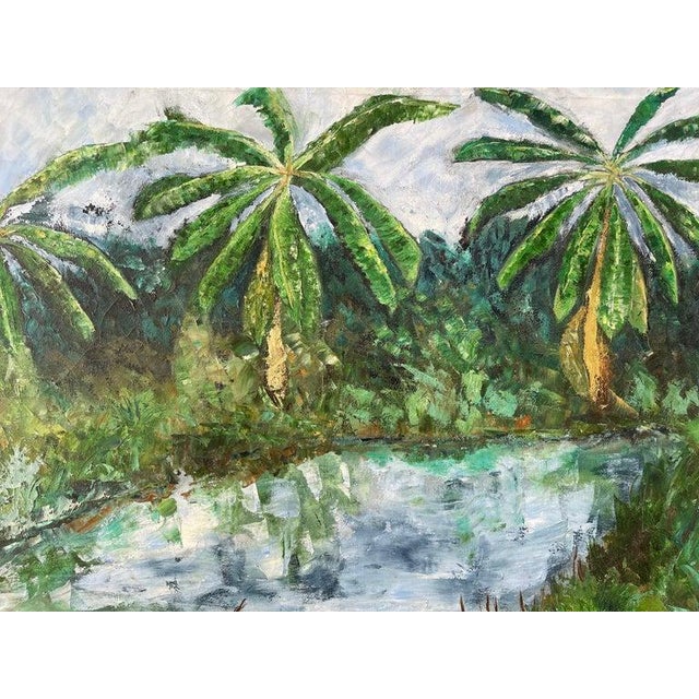 Large Tropical Painting of Palm Trees For Sale - Image 4 of 12
